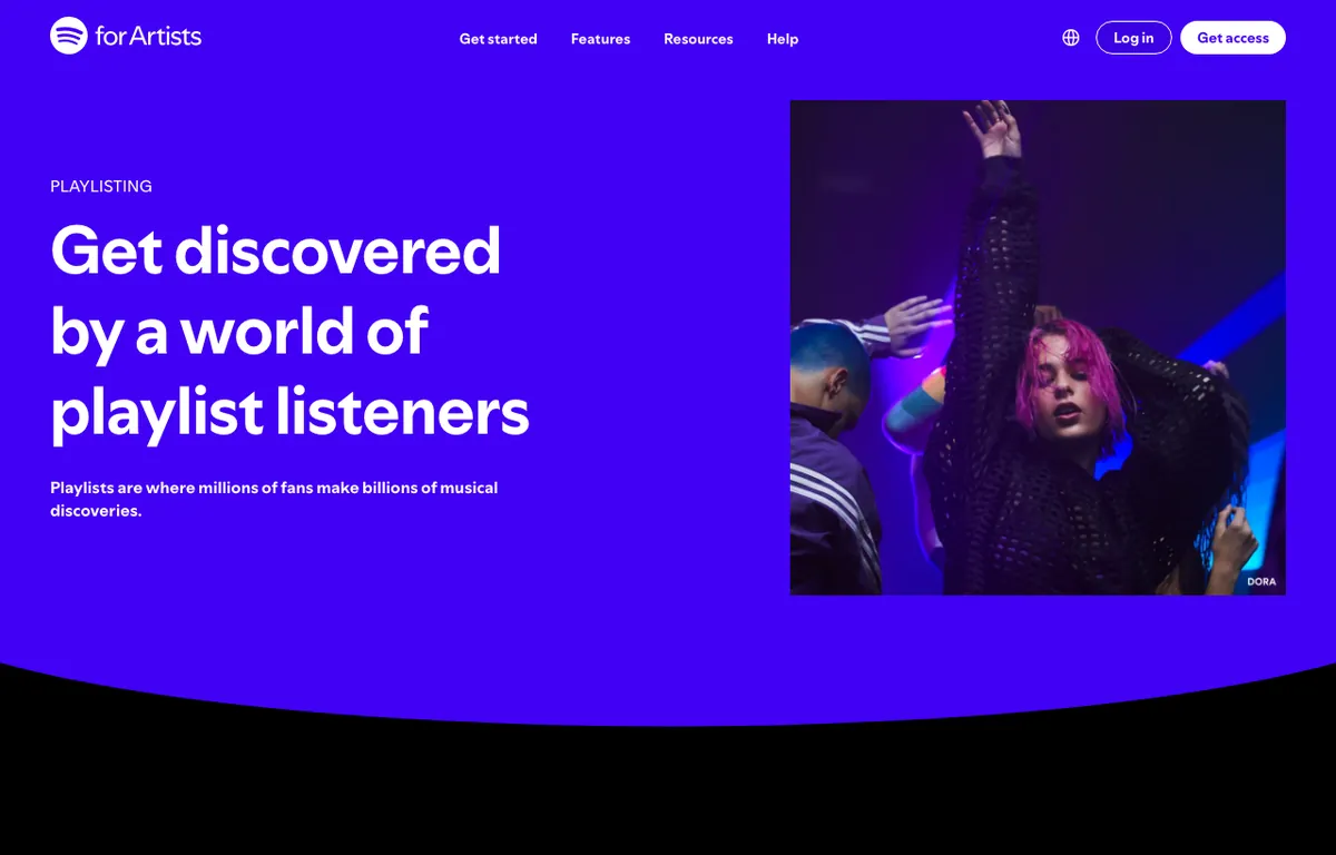 Spotify for Artists playlisting page, Get discovered by a world of playlist listeners